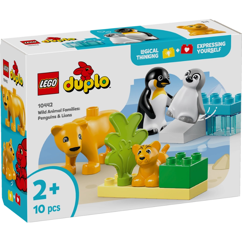 LEGO DUPLO Wild Animal Families: Penguins & Lions – 10 Pieces | Set 10442
