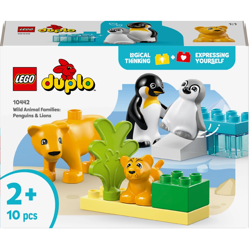 LEGO DUPLO Wild Animal Families: Penguins & Lions – 10 Pieces | Set 10442
