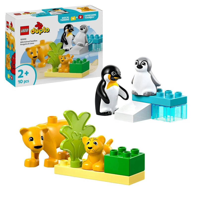 LEGO DUPLO Wild Animal Families: Penguins & Lions – 10 Pieces | Set 10442