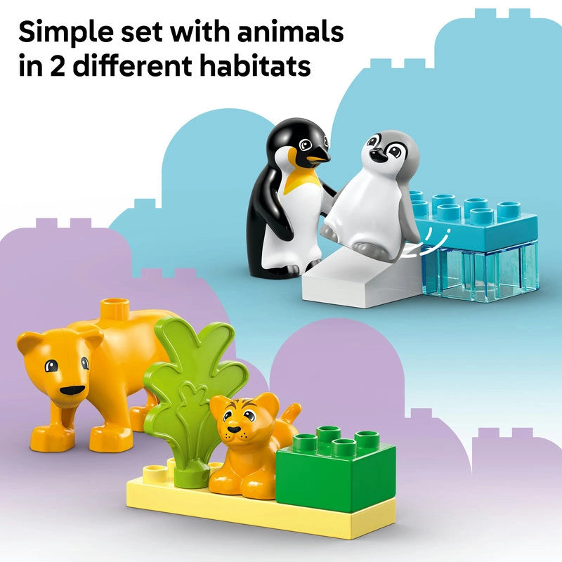 LEGO DUPLO Wild Animal Families: Penguins & Lions – 10 Pieces | Set 10442