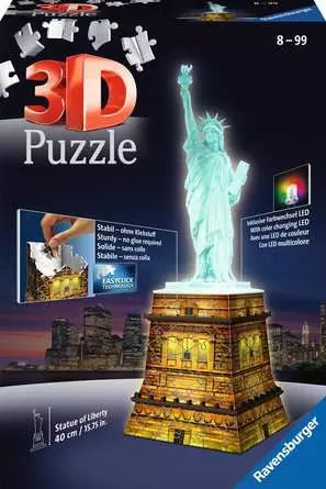 Ravensburger 3D Puzzle Building Statue of Liberty - Night Edition - 108 Pieces