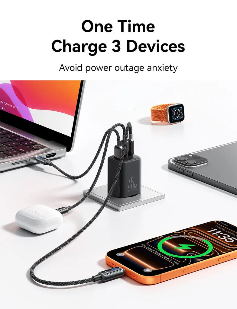 Joyroom JR-TO1 45W GaN Charger 2x USB-C/1x USB-A – Black