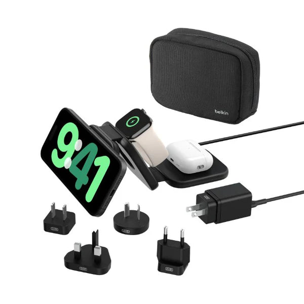 لوحة شحن لاسلكية مغناطيسية 3 في 1 من Belkin مع Qi2 15W WIZ024hqBK