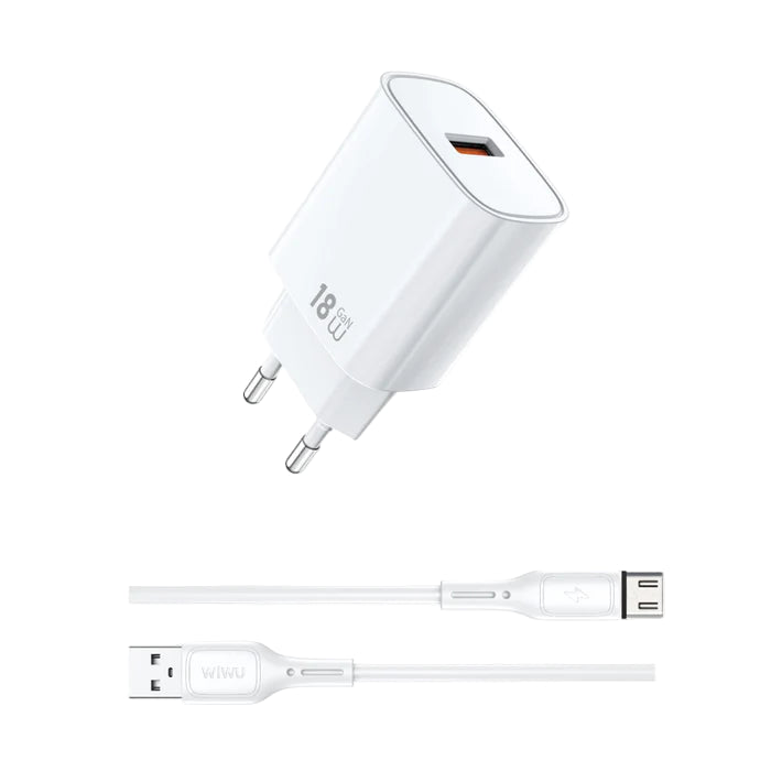شاحن WiWU GaN 18W سريع ومتين مع منفذ USB ذكي