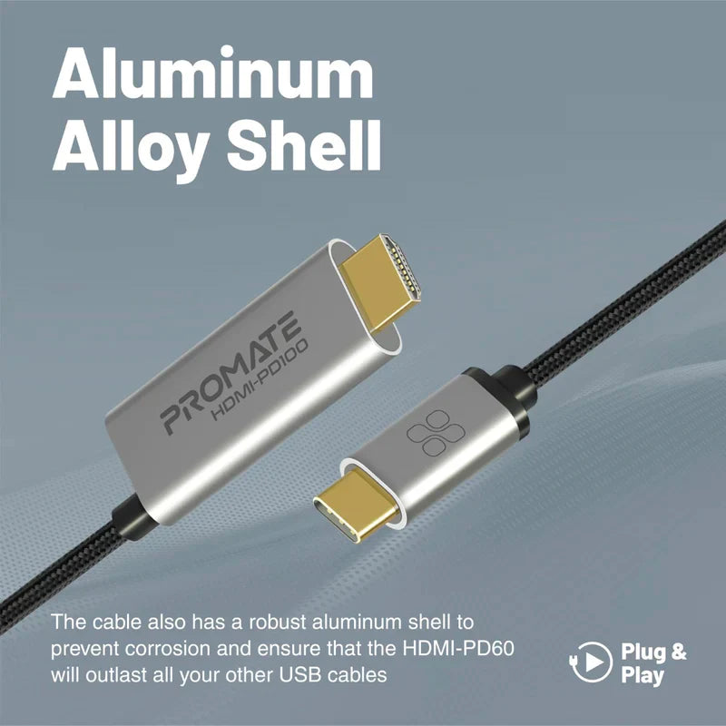 كيبل USB-C إلى HDMI 4K Promate HDMI-PD100