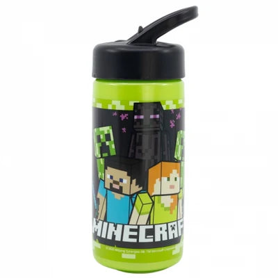 STOR Minecraft Water Bottle 410ml for Kids with Straw