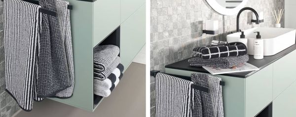 بشكير صغير Cawo Zoom 30×30 سم - أسود وأبيض ناعم وفاخر