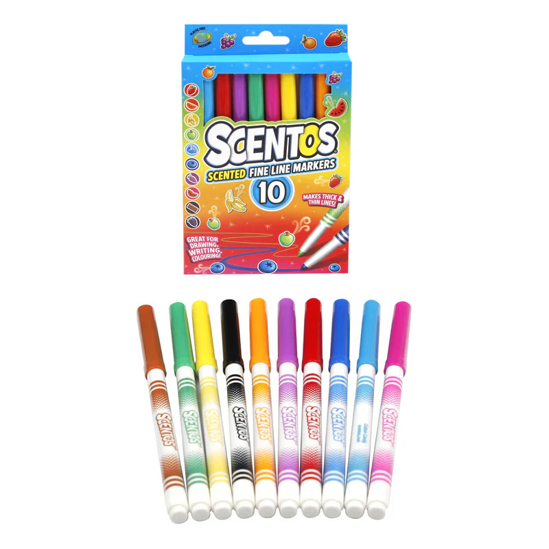 أقلام ماركر دقيقة Scentos Fine Line Markers – 10 ألوان