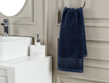 Madame Coco Orient Lurex Face Towel | 100% Cotton Soft Skin-Friendly Bathroom Towel – Navy