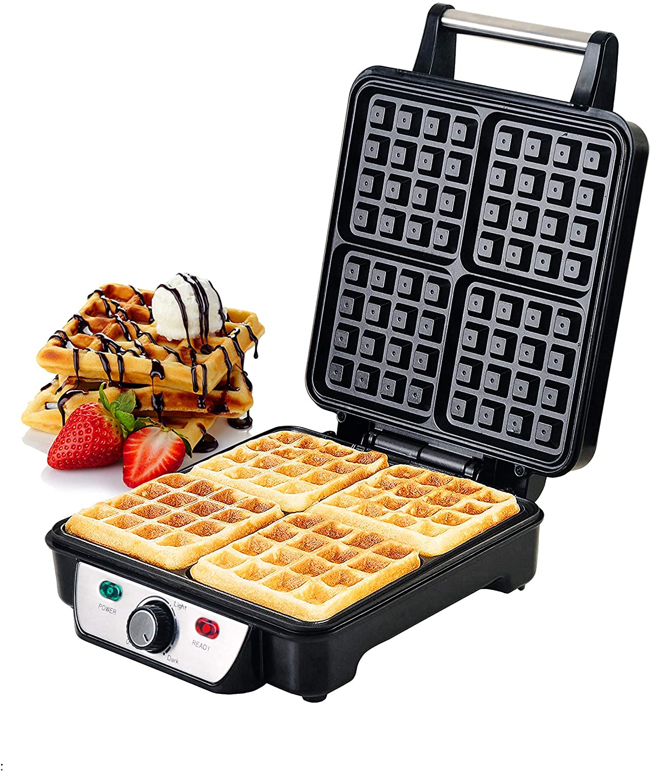 Geepas 4 Slice Waffle Maker 1100W Nonstick Temp Control