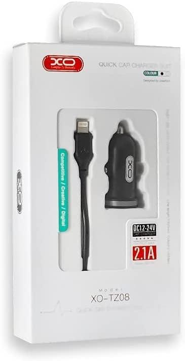 XO TZ08 Mini car car  charger set Micro 2.1A - Black