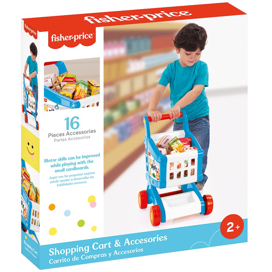 Fisher-Price عربة تسوق مع مستلزماتها – 16 قطعة للأطفال