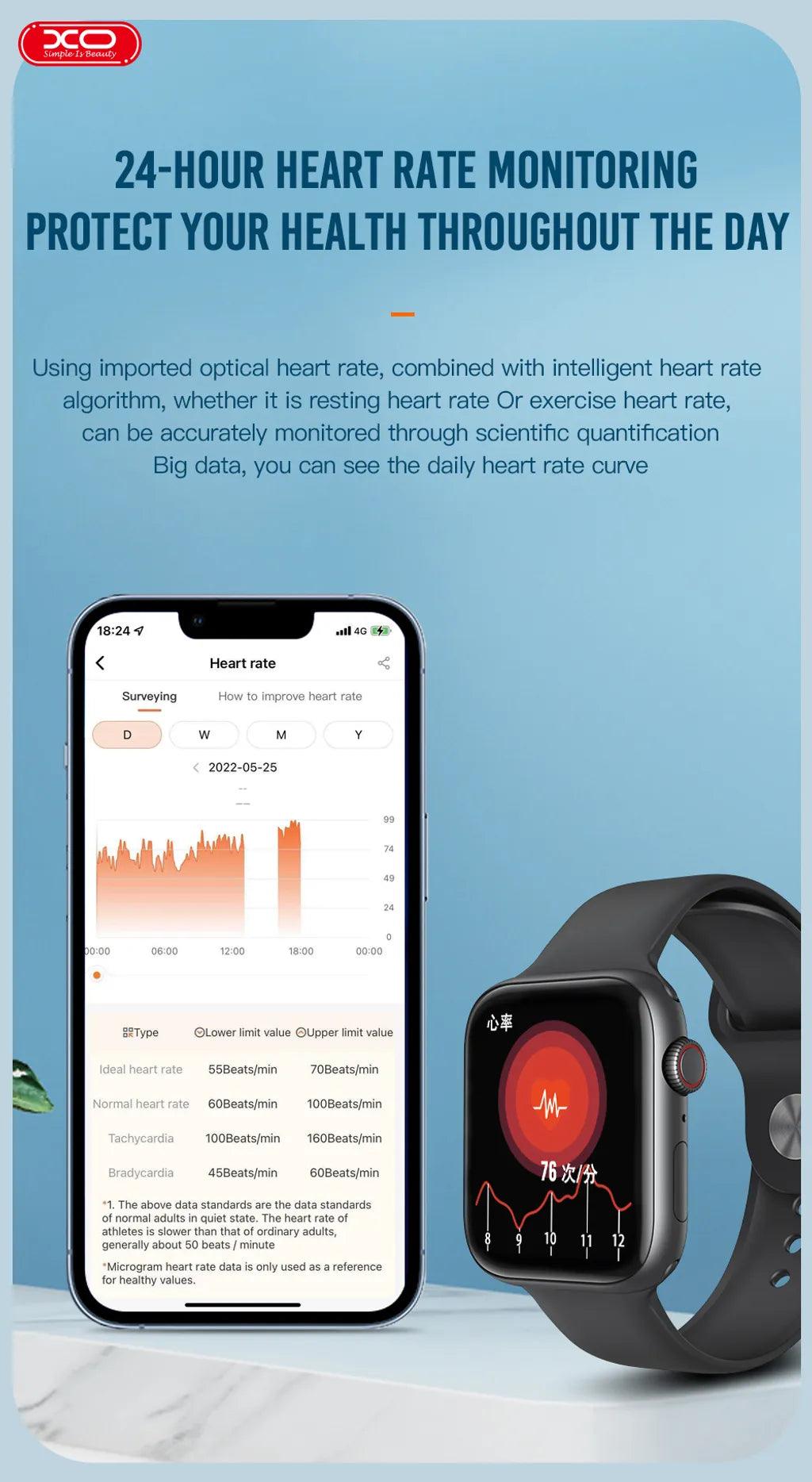 ساعة XO W7 Pro الذكية للاتصال الرياضي