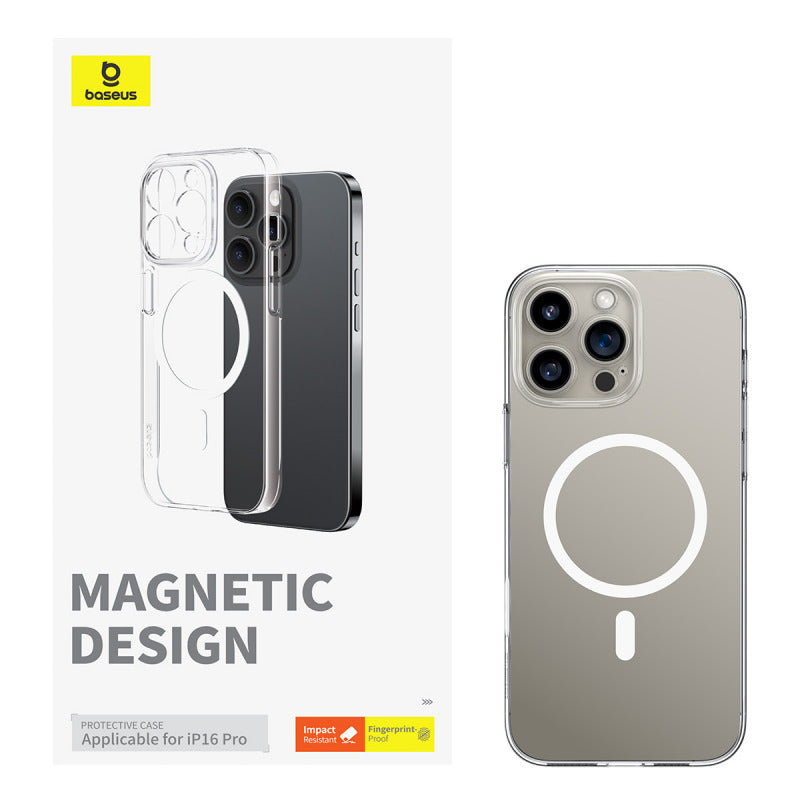 كفر هاتف مغناطيسية من سلسلة كريستال من باسيوس لهاتف آيفون 16 شفاف