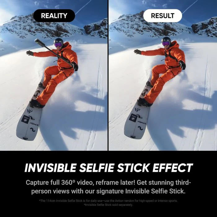 Insta360 X5 Essentials Bundle | X5 Camera + Extra Battery + 114cm Invisible Selfie Stick