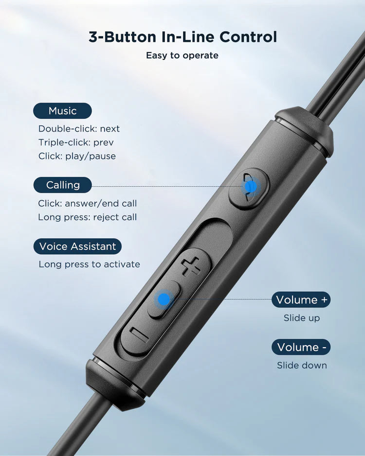 JoyRoom Type C Half In Ear Earphones Superior Sound Quality - Black & White