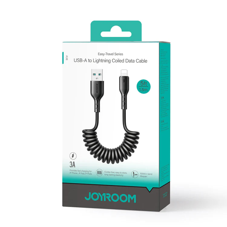 كابل شحن سريع للسيارة من جوي روم تايب سي & لايتنيج 1.5 متر - أسود