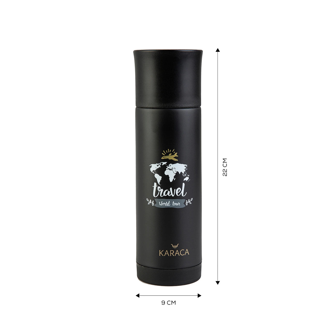 KARACA Travel Black Stainless Steel Thermos, 400ml – Leak-Proof