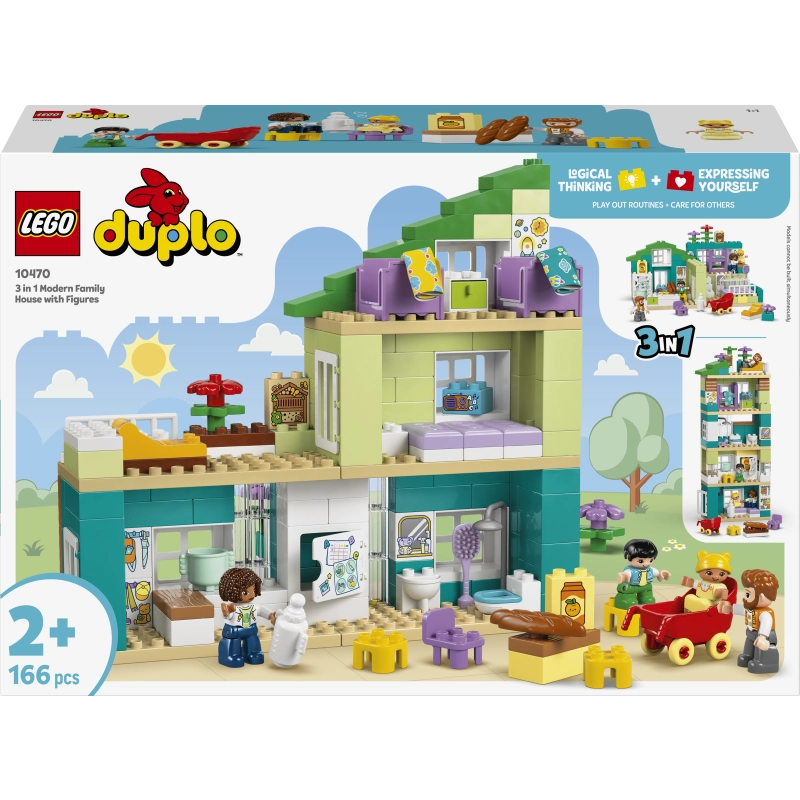 LEGO DUPLO 3 in 1 Modern Family House with Figures – 166 Pieces | Set 10470