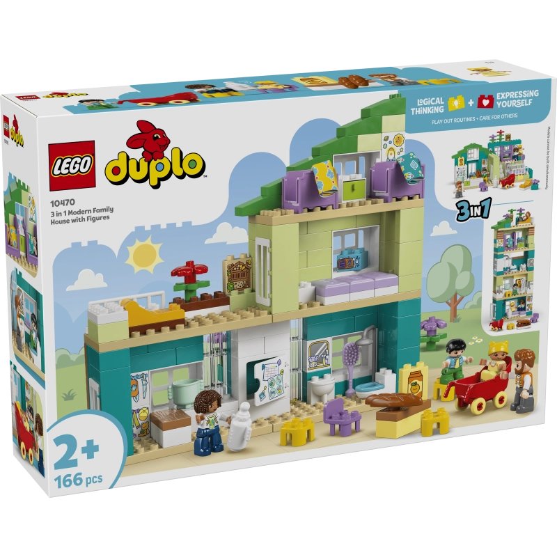 LEGO DUPLO 3 in 1 Modern Family House with Figures – 166 Pieces | Set 10470