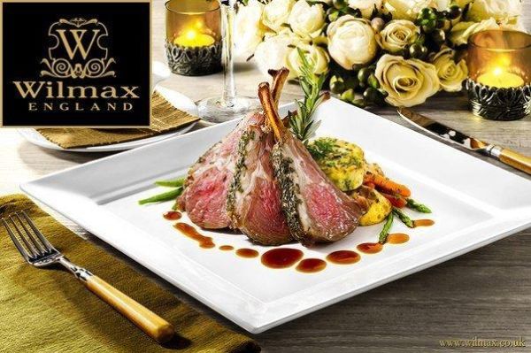 طبق عشاء Wilmax Stella 25 سم - مربع أبيض أنيق