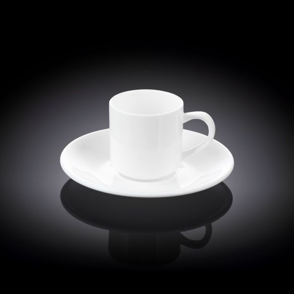 Wilmax Coffee Cup & Saucer 90ml - White Elegant