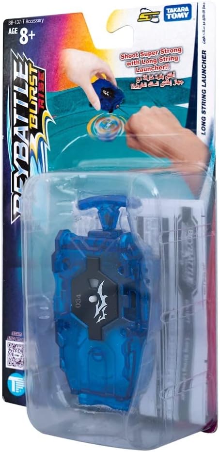 BEYBATTLE BURST S4 W1 Long String Launcher – Right Spin, Clear Blue (BB-137-T)