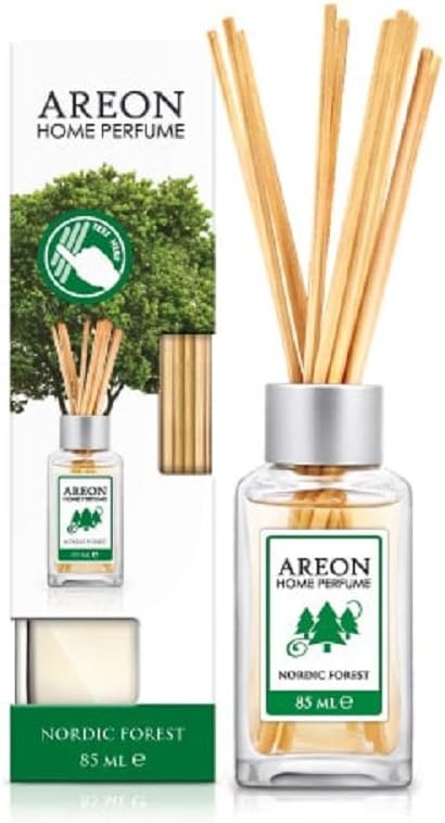 AREON Home Luxury Perfume Reed Diffuser + 10 Rattan Reeds, Nordic Forest 85 ml