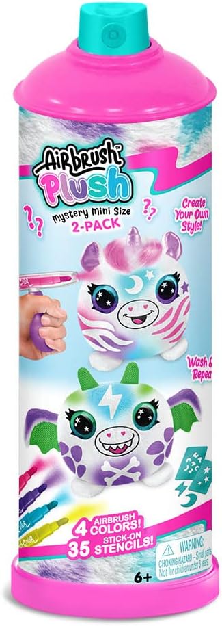Canal Toys Airbrush Plush Mini Mystery 2 Pack | Customize & Decorate Your Own Plushies