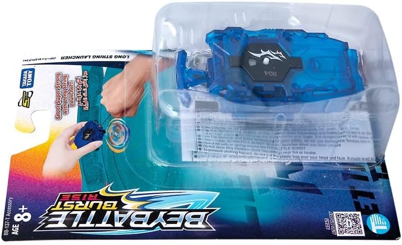 BEYBATTLE BURST S4 W1 Long String Launcher – Right Spin, Clear Blue (BB-137-T)