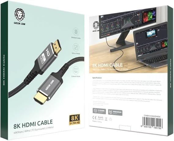 كابل جرين ليون 8K HDMI إلى HDMI - أسود 2 متر