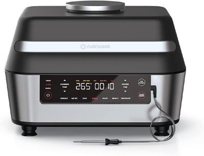 شواية كهربائية داخلية ذكية من Nutricook XL بسعة 8.5 لتر - أسود وفضي