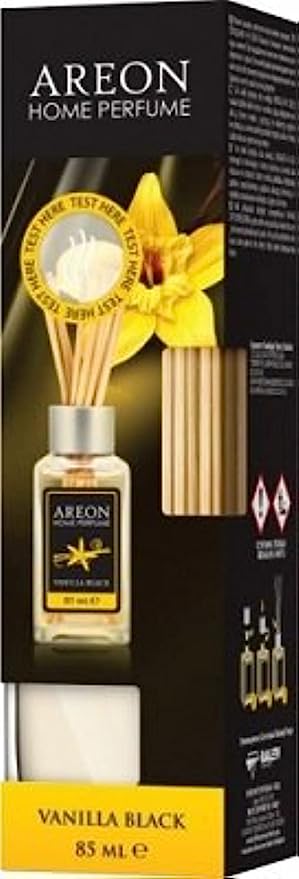 AREON Home Luxury Perfume Reed Diffuser + 10 أعواد من الخيزران، برائحة الفانيليا السوداء