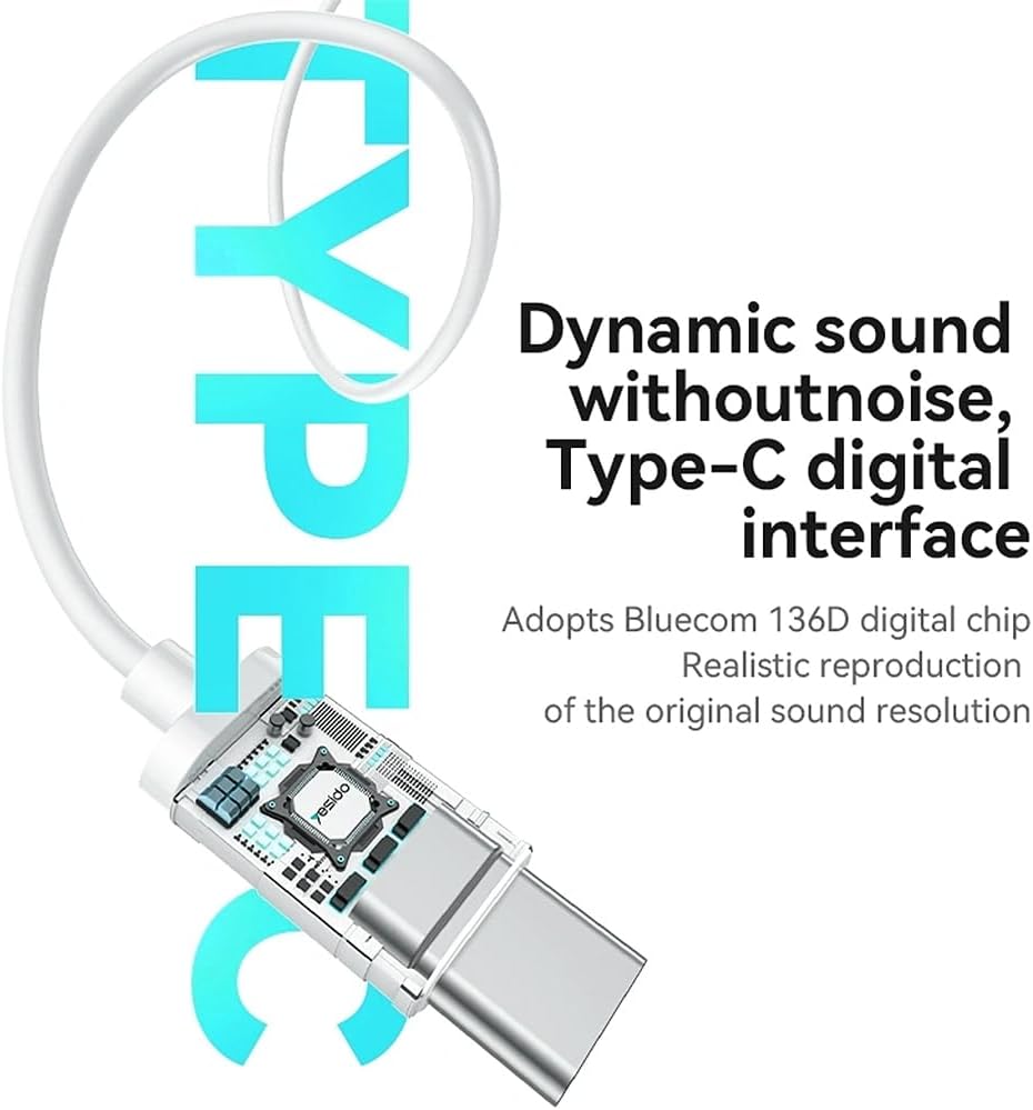 Yesido Earphones with Wired Control, YH45 - White