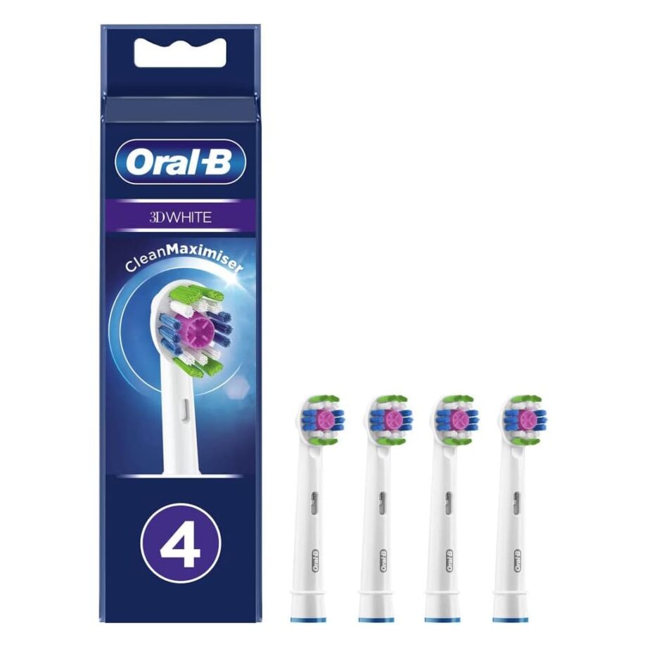 رؤوس فرشاة الأسنان الكهربائية من أورال-بي 3دي وايت مع تقنية كلين ماكسميسر - 4 عبوات