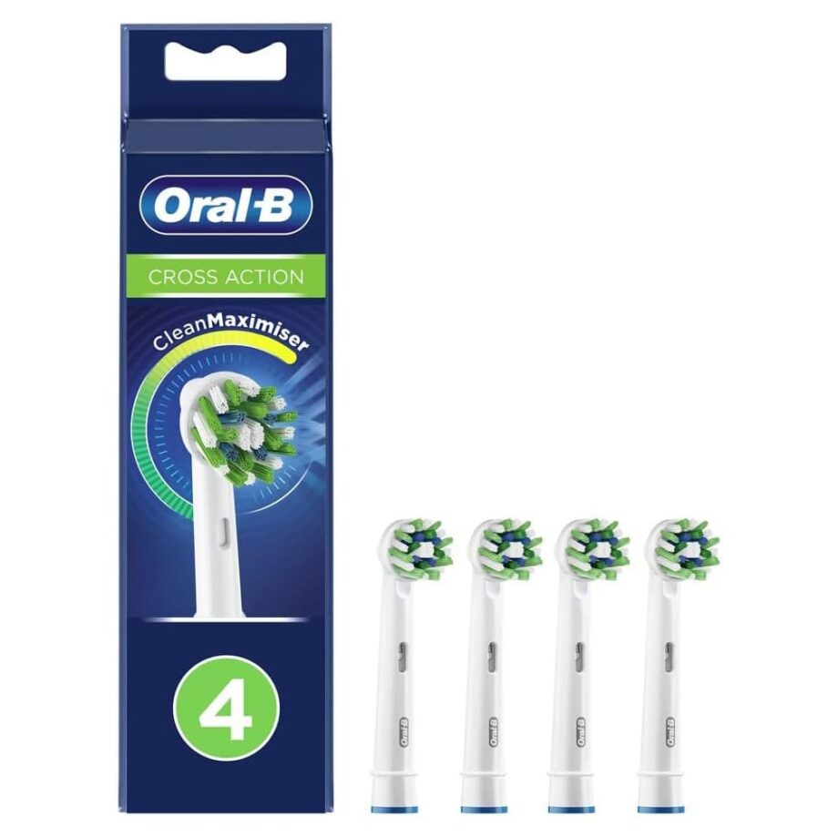 Oral-B Cross Action Electric Toothbrush Head With CleanMaximiser Technology Pack Of 4 - White