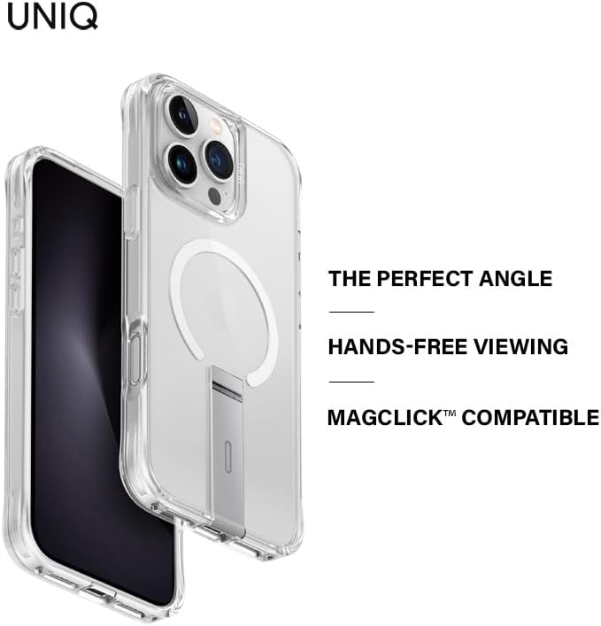 UNIQ HYBRID IPHONE 16 PRO (2024) 6.3 MAGCLICK CHARGING ELEVA WITH VERTICAL STAND - LUCENT (CLEAR)