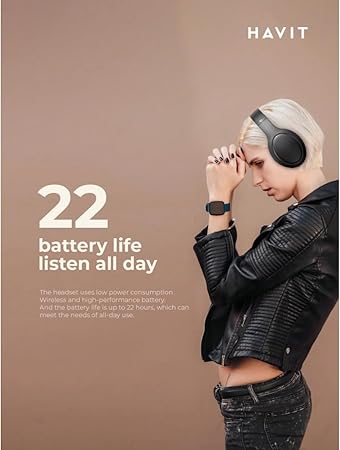 سماعة Havit H633BT اللاسلكية بلوتوث – تصميم فوق الأذن، صوت عميق