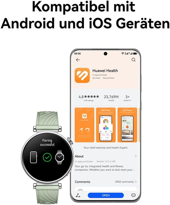 ساعة هواوي جي تي 4 متوافقة مع نظامي الاندرويد و اي او اس مقاس 41 ملم - أخضر