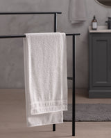 Madame Coco Ryella Armure Bath Towel – 100% Cotton Hotel Collection | White & Grey