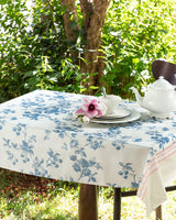 Madame Coco Laurette Disposable Tablecloth – Indigo & Beige, Elegant Single-Use Table Cover