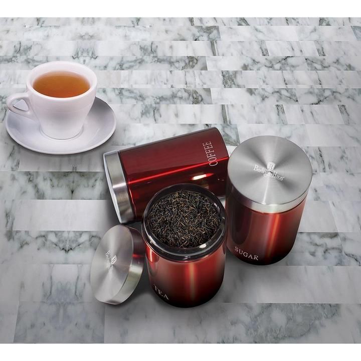 Berlinger Haus 3-Piece Canister Set – Metallic Burgundy