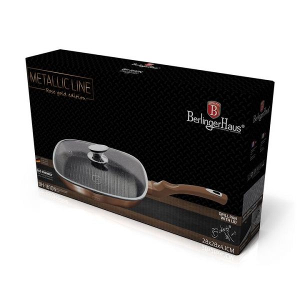 Berlinger Haus 28cm Grill Pan with Lid – Rose Gold