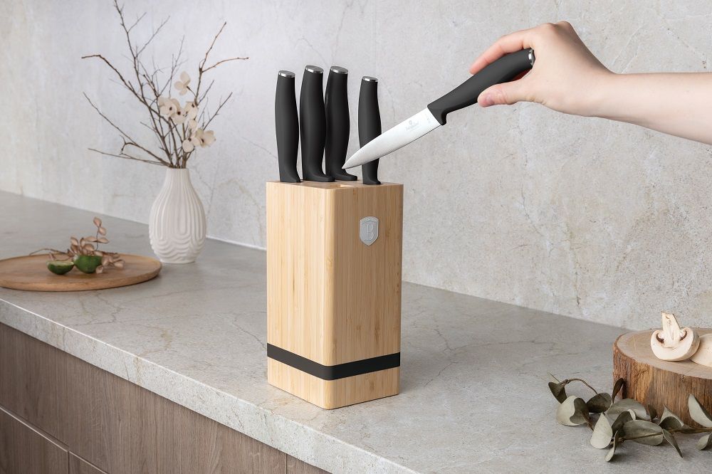 طقم سكاكين 6 قطع مع حامل من Berlinger Haus - مات بلاك