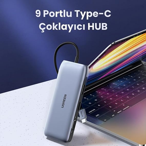 محول UGREEN USB-C 9 في 1 بمنفذ HDMI وDP وVGA وPD