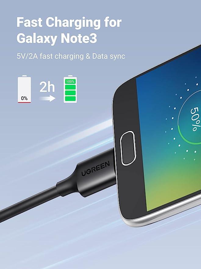 كابل يوجرين USB 3.0 A ذكر إلى Micro USB 3.0 ذكر بطول 1 متر (أسود)