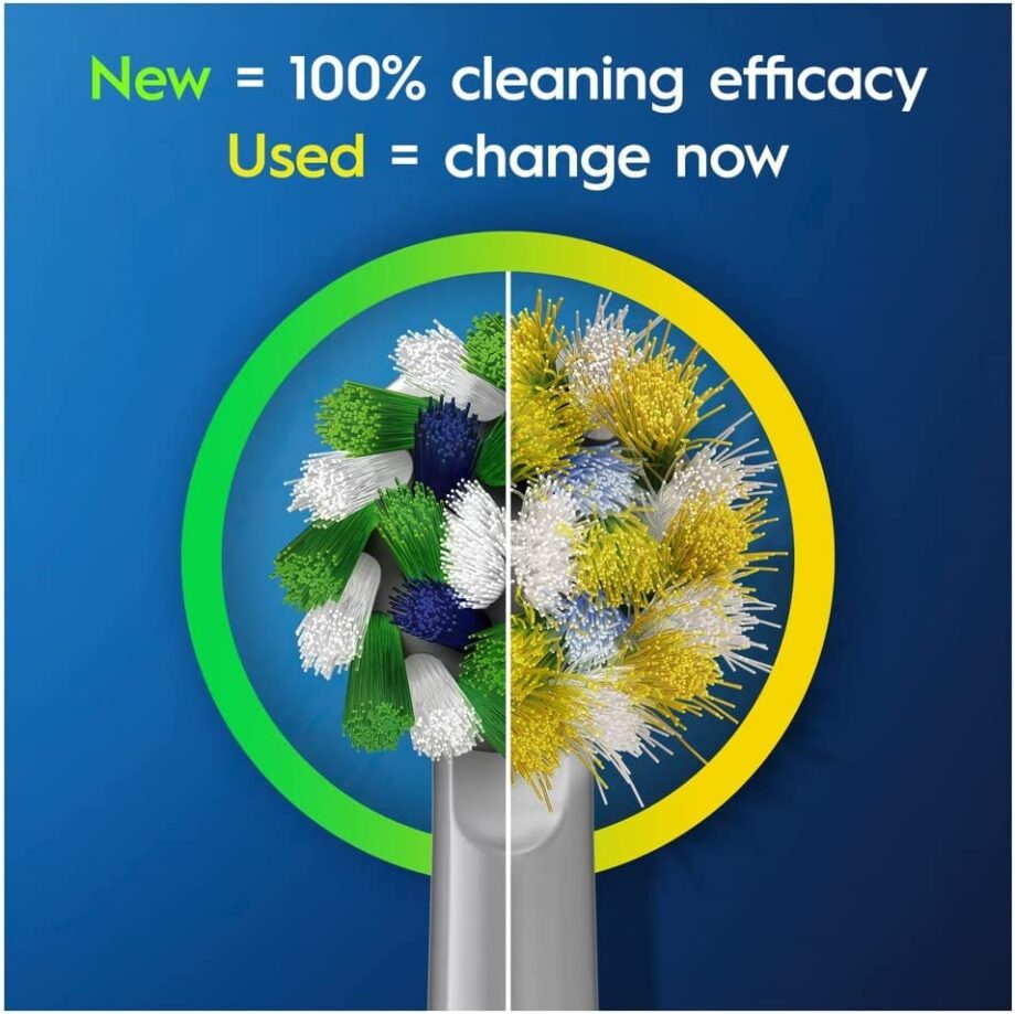 Oral-B CrossAction Electric Toothbrush Heads with CleanMaximiser Technology 8 Pack – Black