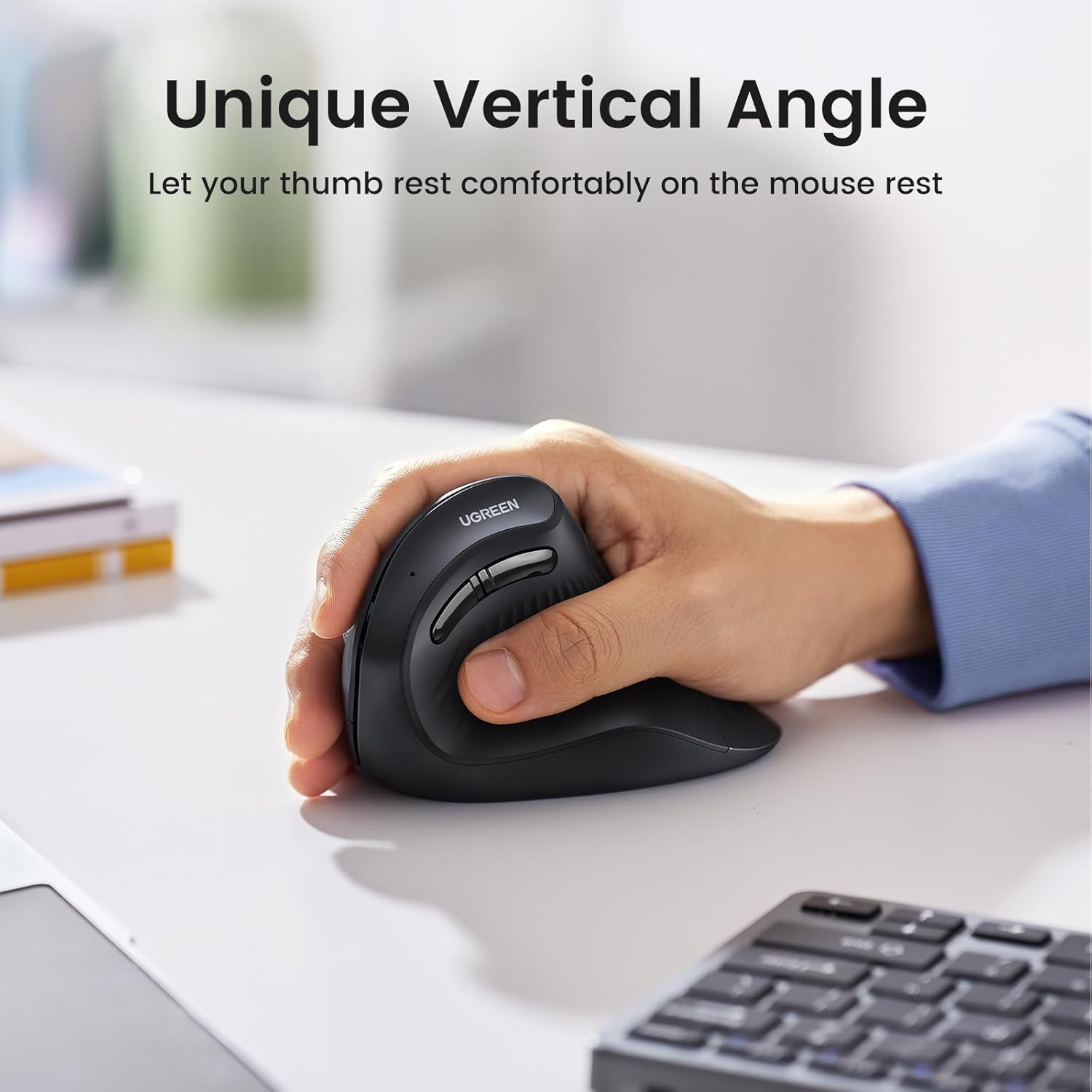UGREEN Vertical Wireless Mouse, Ergonomic, 4000 DPI Dual Mode