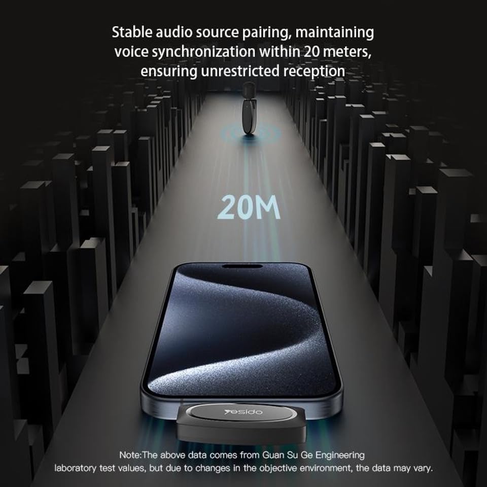 ميكروفون لافاليير لاسلكي مزدوج منخفض الكمون من YESIDO KR15