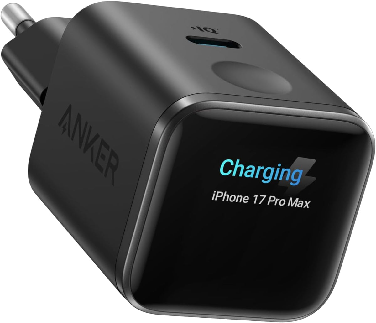 Anker Nano 45W USB-C Charger with Smart Display, GaN Fast Charger for iPhone 17/16/15, iPad, MacBook